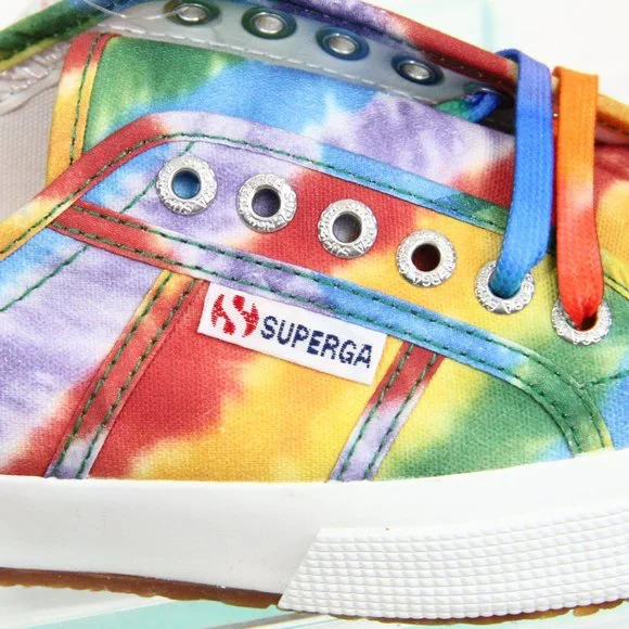Superga Tie Dye Shoes NEW Women Rainbow Sneakers 8.5 Colorful style 2750 - Picture 3 of 8